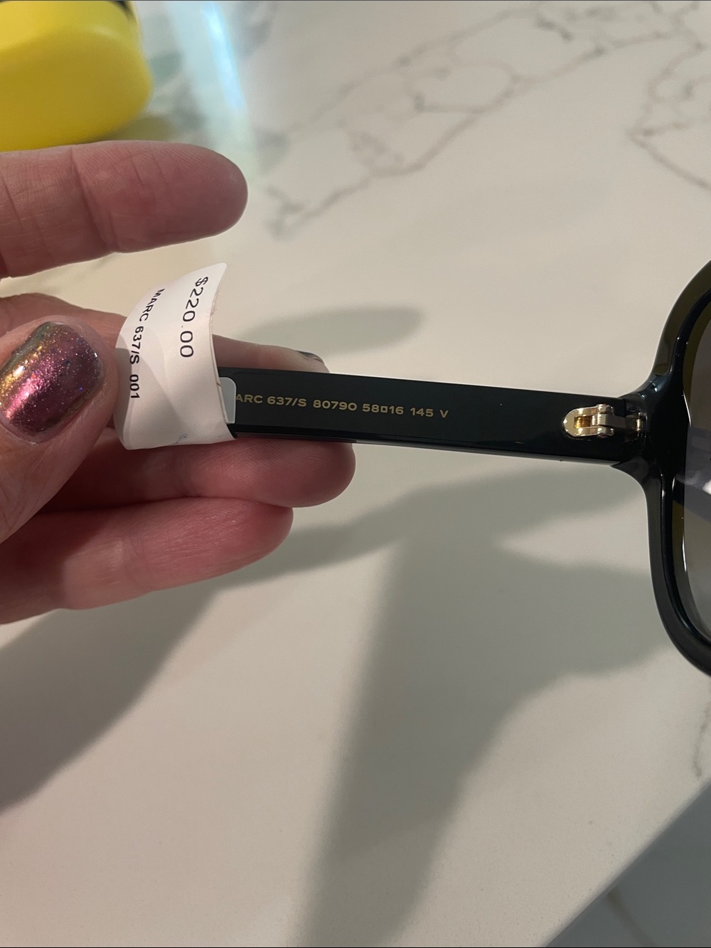 Marc Jacobs Black and Gold Square Aviator Sunglasses - Picture 5 of 9